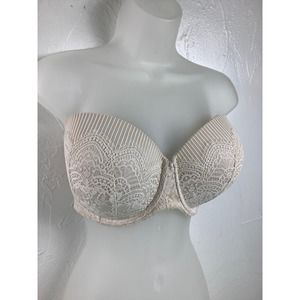 VS Dream Angel Strapless Multi Way Lace Wired Nude bra SZ 38DD or 38E EUC